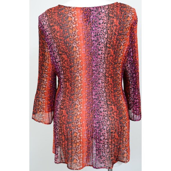 Catherine's PLUS 2X Multi-color Cheetah Print Studded Neckline Tunic Top Blouse - Picture 4 of 8